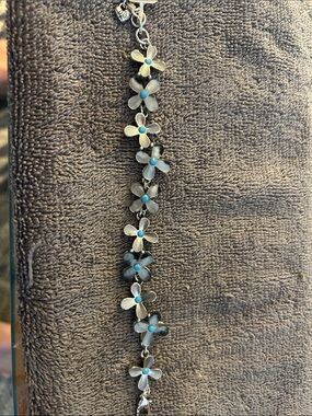 Brighton Silver Flower Bracelet with Turquoise Centers